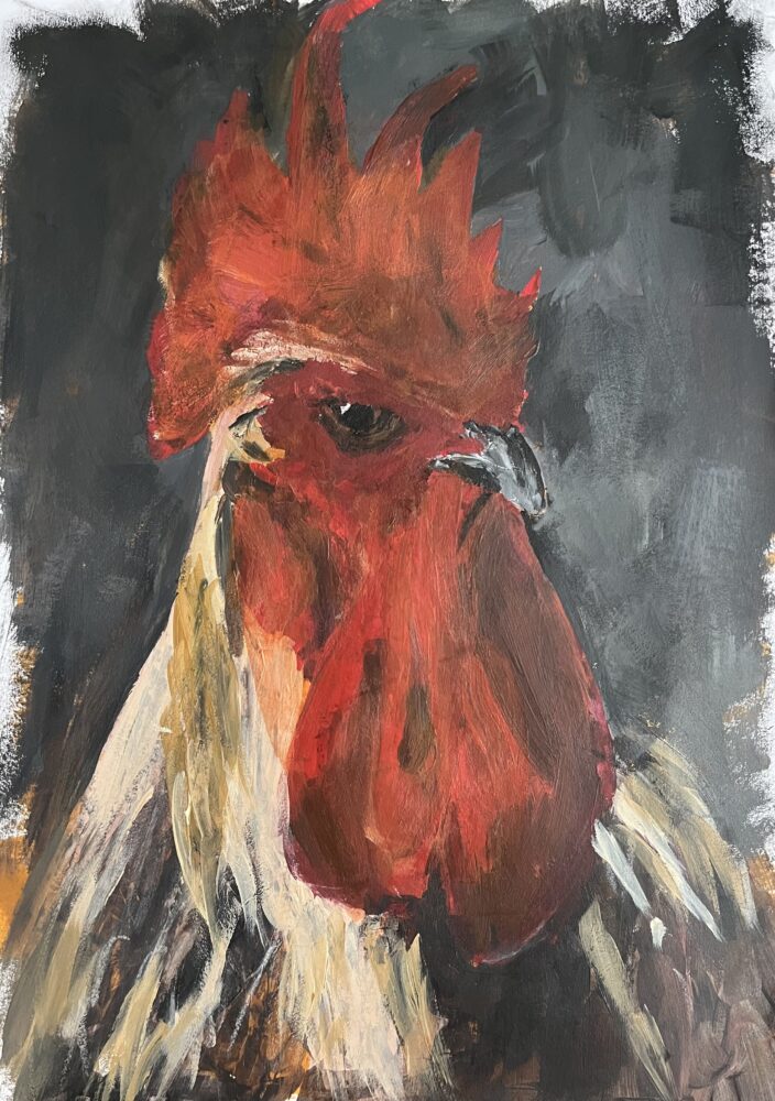 Stolzer Hahn | 30 x 40 cm | Acryl auf Papier | 2024