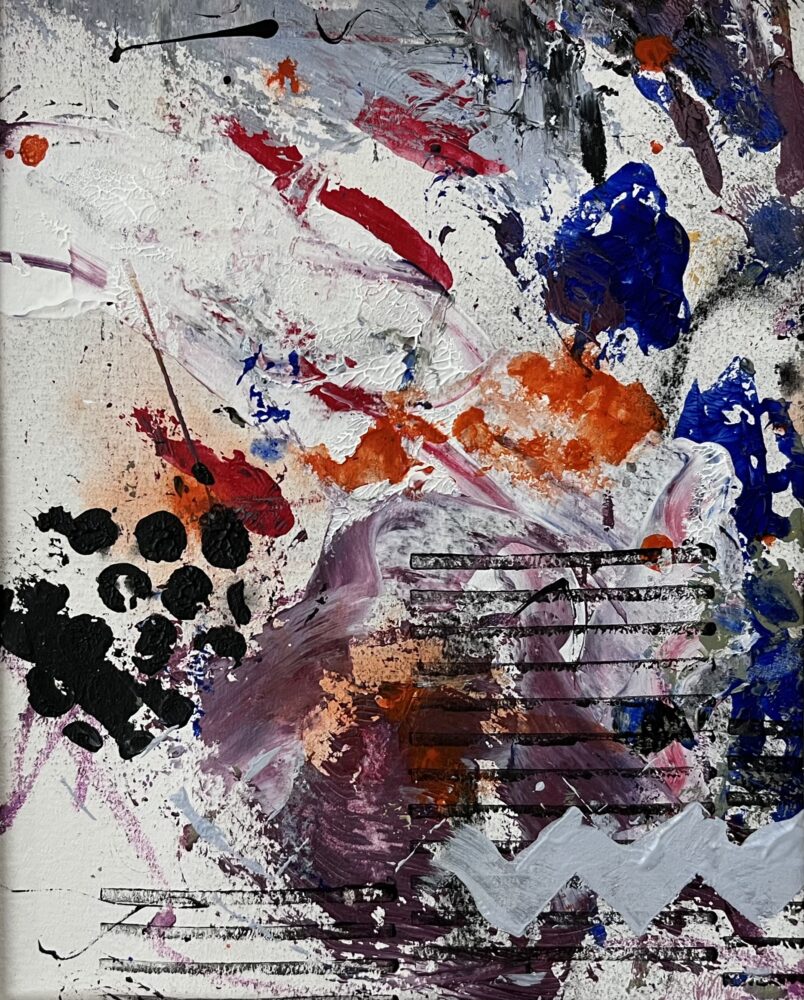 Punkt und Strich | 23 x 25 cm | Mixed Media auf Papier | 2025