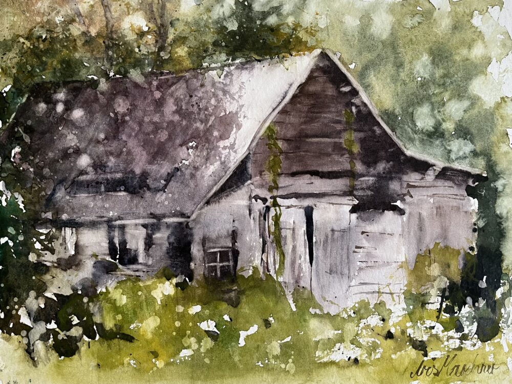 Alte Scheune am Waldrand | 27 x 37 cm | Aquarell auf Papier | 2024