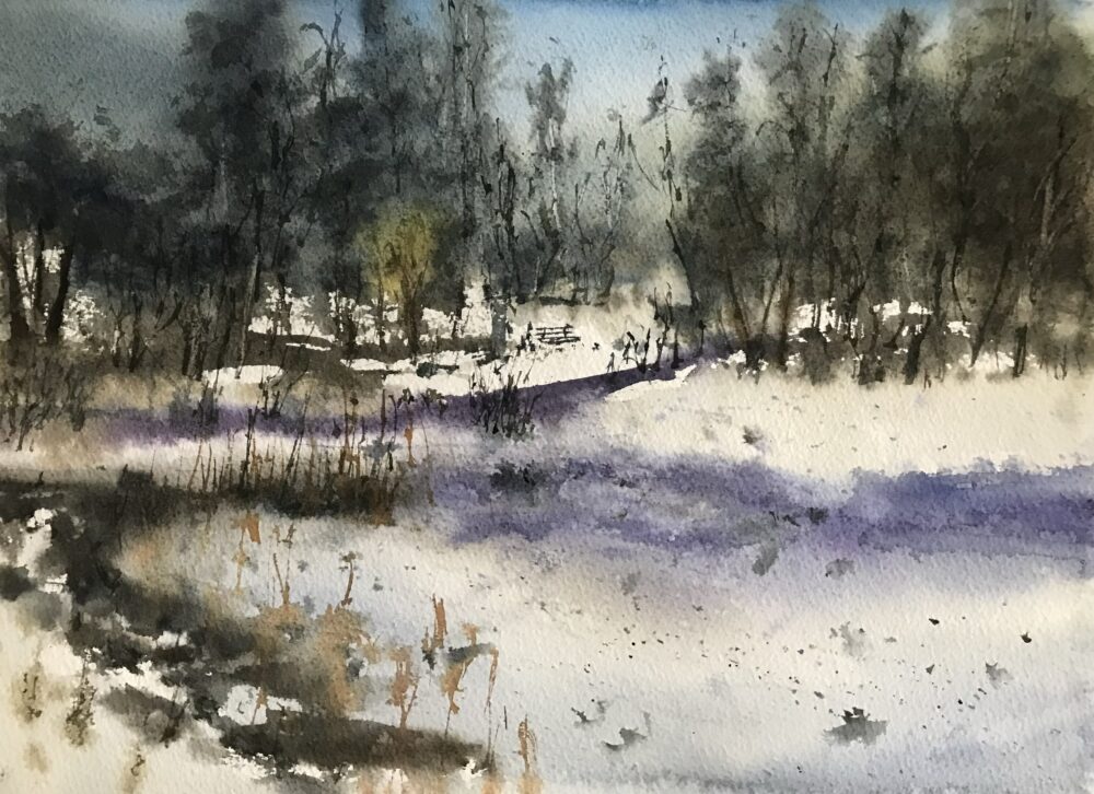 Ebnisee im Winter | 27 x 37 cm | Aquarell auf Papier | 2023