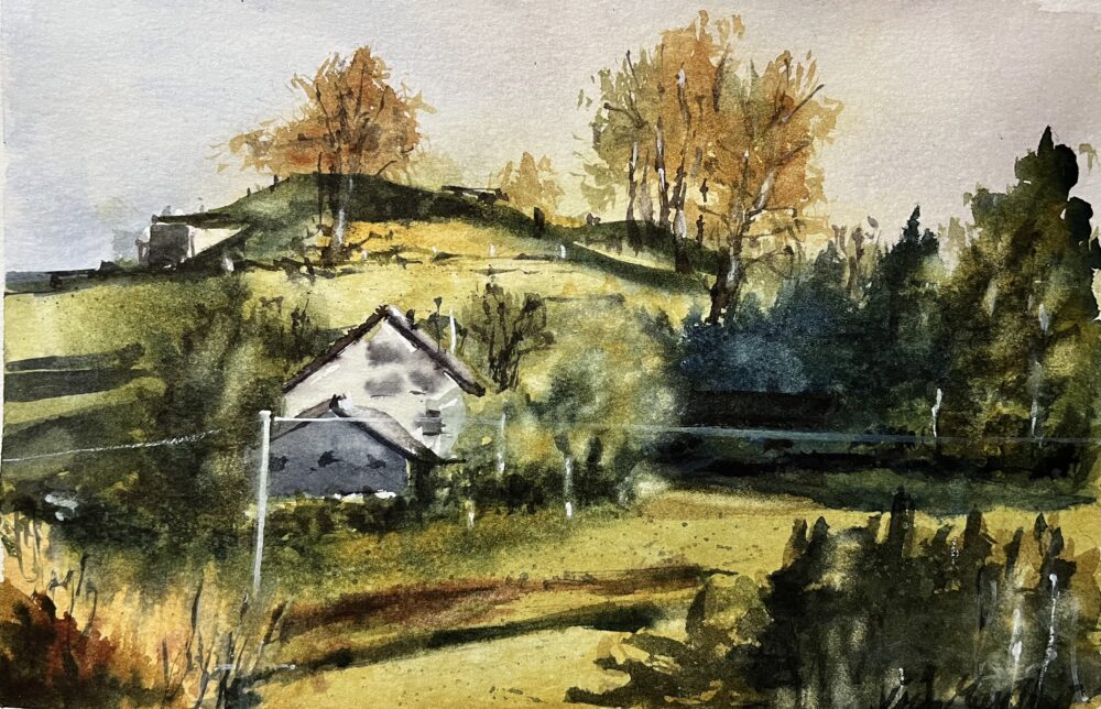 Haube, Mannenberg | 19 x 28 cm | Aquarell auf Papier | 2026