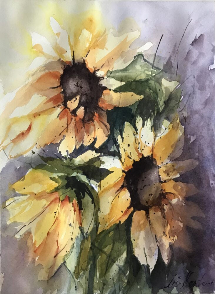 Sonnenblumen | 27 x 37 cm | Aquarell auf Papier | 2022