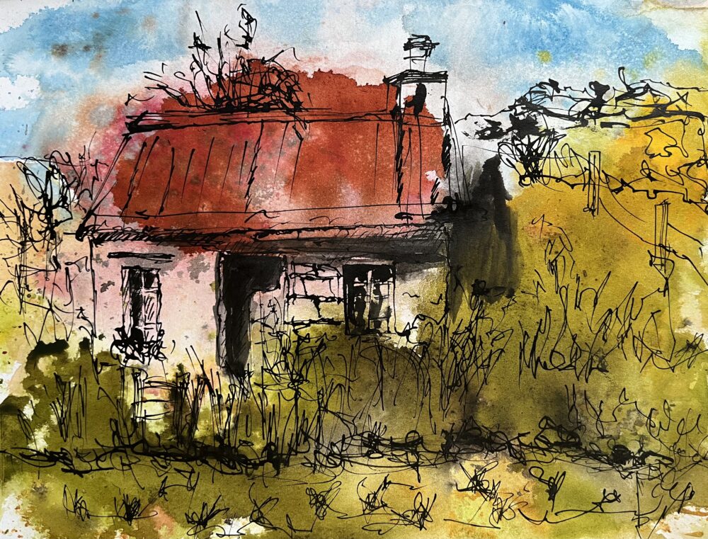 alter Schuppen II | 20 x 27 cm | Tusche auf Papier | 2025