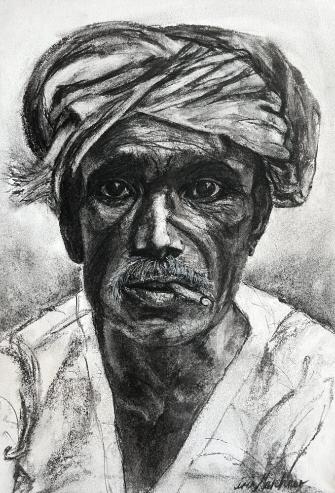 Mann mit Turban | 30 x 40 cm | Kohle auf Papier | 2024