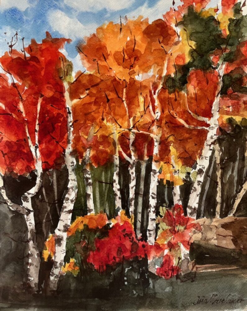 Birken im Herbst | 30 x 40 cm | Aquarell auf Papier | 2023