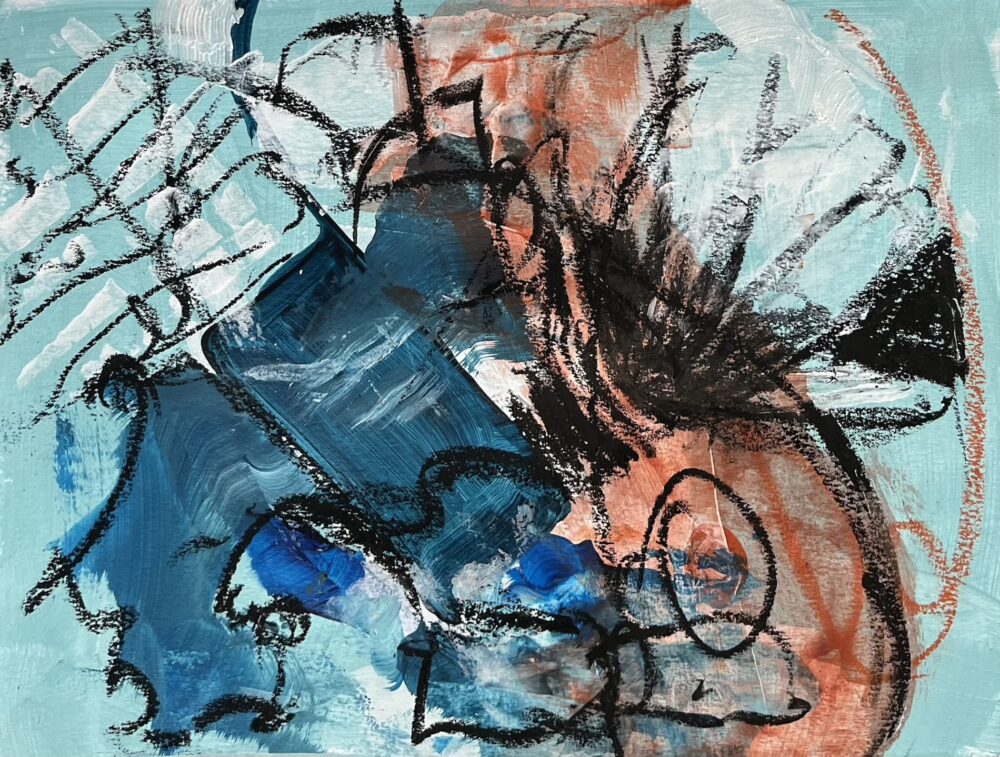 In Bewegung | 21 x 27 cm | Mixed Media auf Papier | 2025