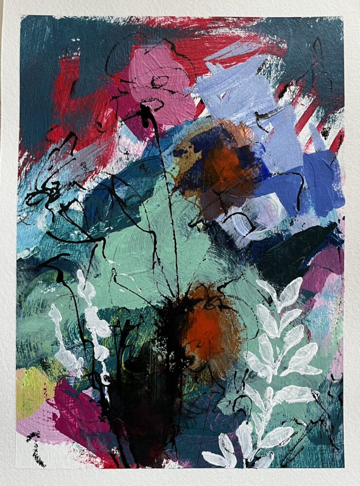 Floral 2 | 16 x 22 cm | Mixed Media auf Papier | 2025