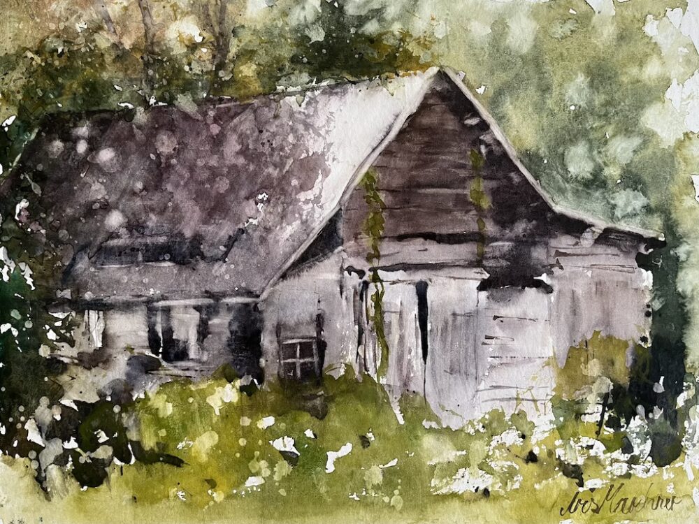 Alte Scheune am Waldrand | 27 x 37 cm | Aquarell auf Papier | 2024