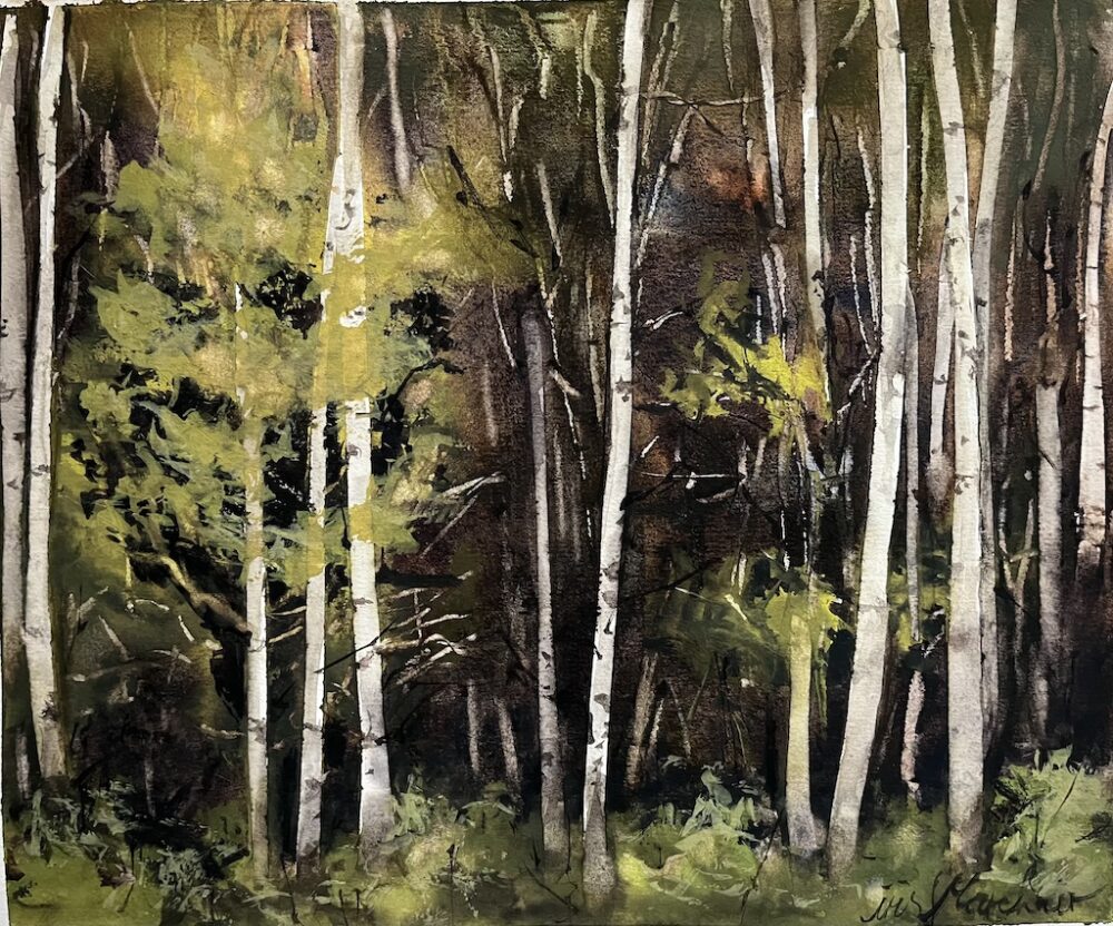 Bäume am Waldrand | 23 x 27 cm | Aquarell auf Papier | 2025