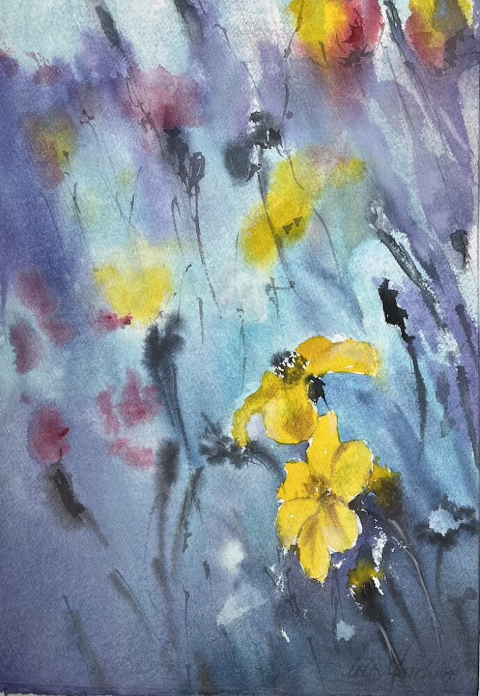 Blühende Wiese | 25 x 36 cm | Aquarell auf Papier | 2023