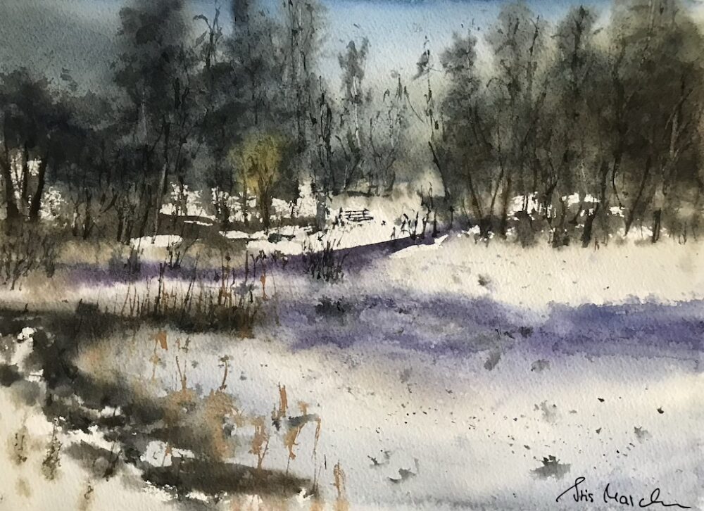 Ebnisee im Winter | 27 x 37 cm | Aquarell auf Papier | 2023