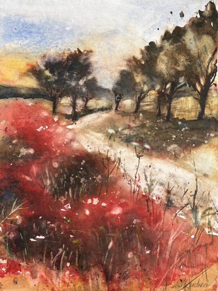 Mohnwiese | 27 x 37 cm | Aquarell auf Papier | 2025 |