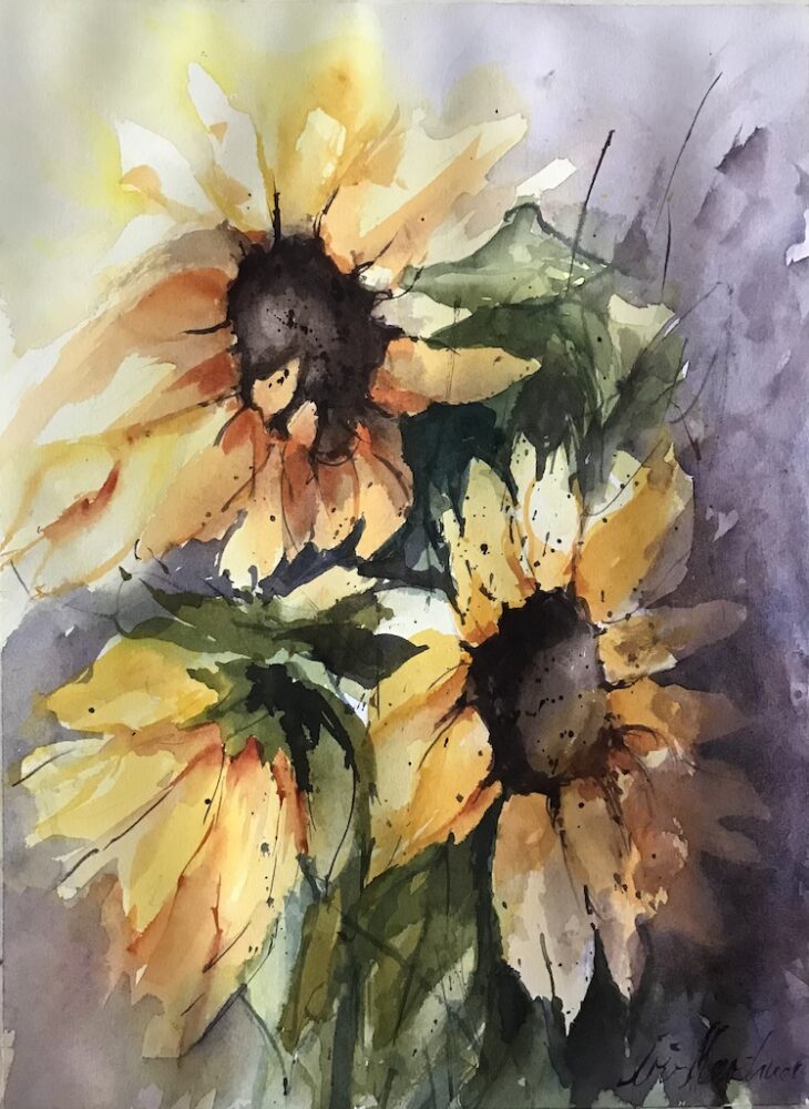 Sonnenblumen | 27 x 37 cm | Aquarell auf Papier | 2022
